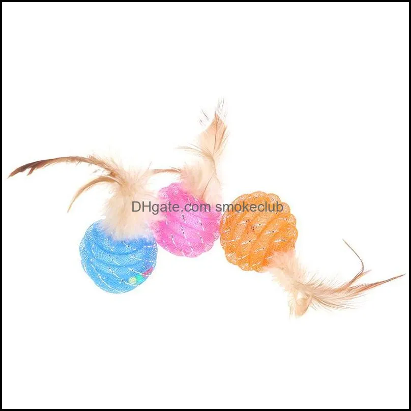 Cat Line Ball With Feather Tube Pet Toy Toys