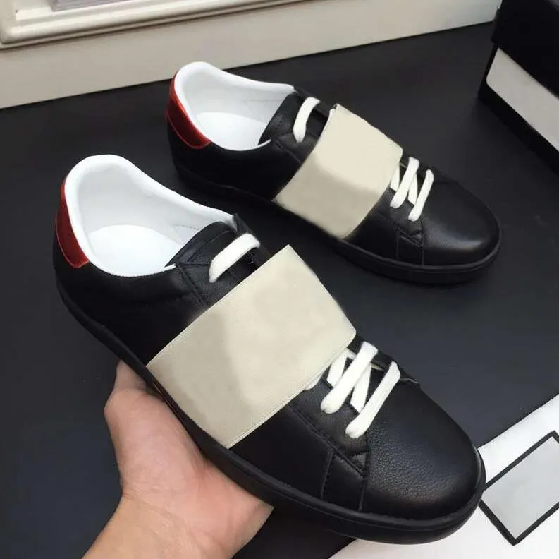 Designer Luxury Men Men Men Sapatos Casual Ace Joint Series Impresso tênis bordados tênis de listras de baixa listras de tela