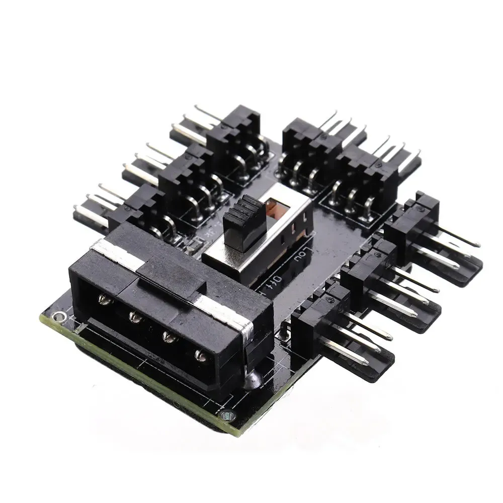 1 zu 8 8 Kanal 3Pin Lüfter Hub PWM Molex Splitter PC Mining Kabel 12 V Netzteil Kühler Kühlung Geschwindigkeit Controller Adapter