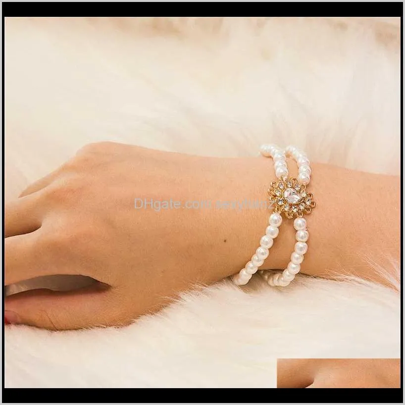 bacolod gold color charm beaded bracelets beauty pearl crystal zinc alloy jewelry for girls gifts for friends 2020 fashion