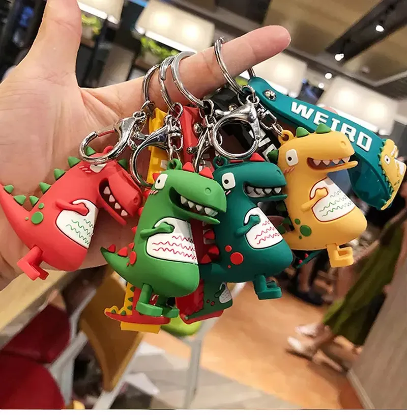 Leuke figuren sleutelhanger dinosaurus kikker figuur hangende ins cartoon mannen en vrouwen auto tassen hangende geschenken