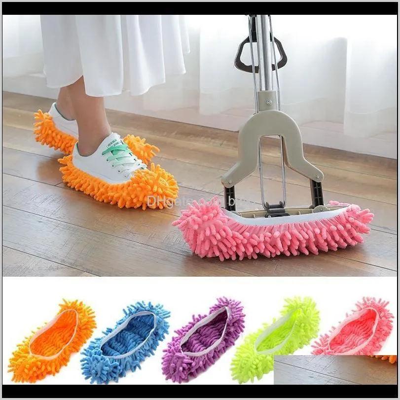 Andra Aessories Hushållsredskap Hushållsorganisation Hem Gardenfoot Socks Creative Lazy Mopping Skor Microfiber Mop Mophead Floor Po