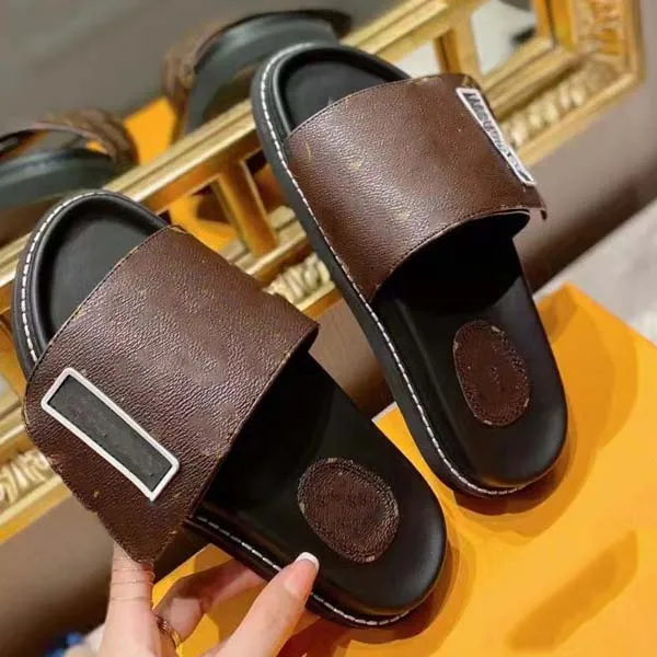 High Quality Woman Men Slipper Designer Fashion Sandals Super Star Flat Casual Slippers Genuine Leather Flip Flops Size 35-45 With box