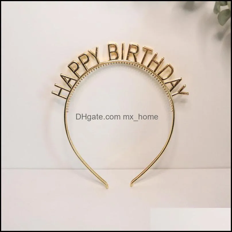 Party hat Happy Birthday Headbands Gold Silver Plastic Hairpins Ornaments Decoration Kids Hats Crown 0811