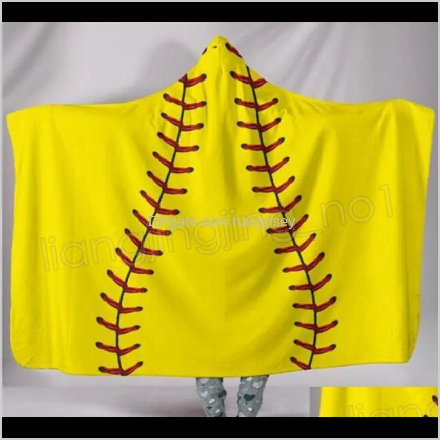 200*150cm baseball football sherpa towel softball blanket sports theme hooded cape soccer bathing towel swadding blankets 2021 new