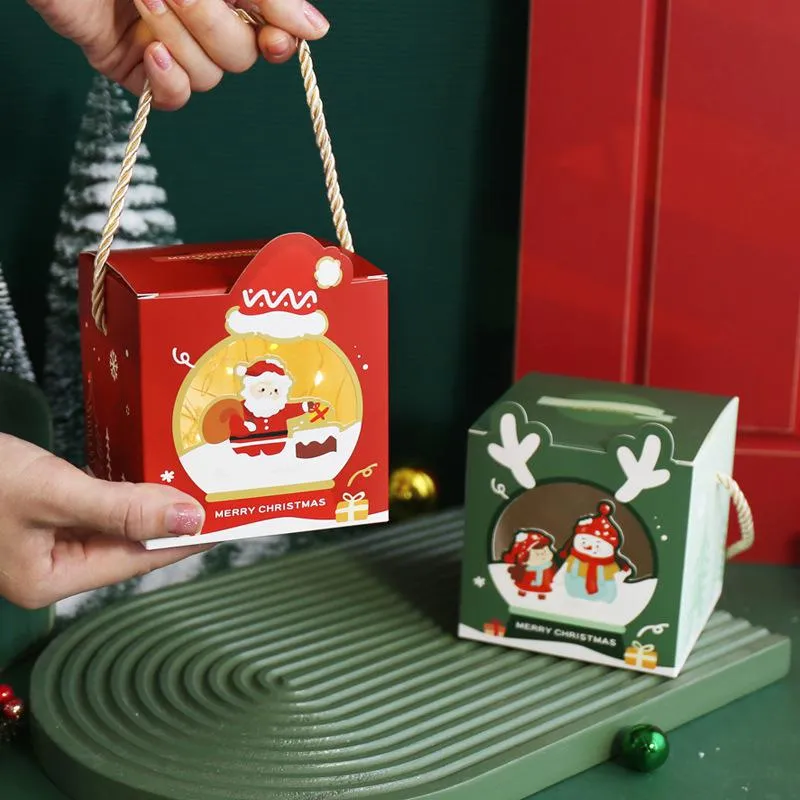 Christmas  Box Creative Portable  Box Children`s Gift Christmas Eve Christmas Fruit Gift Box 10x10x10cm LX4427