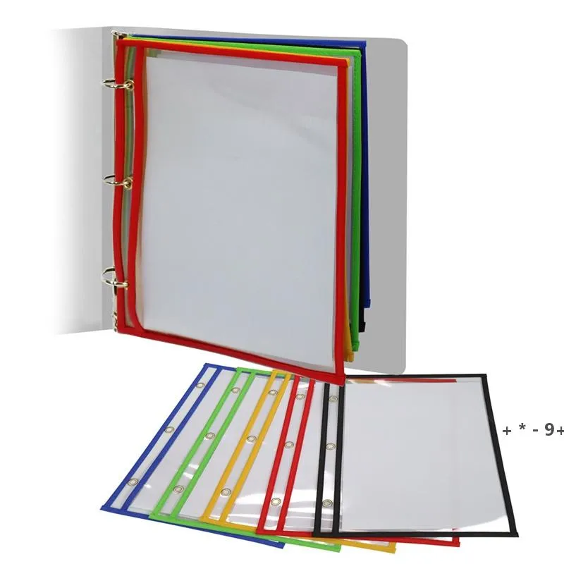 Dry Erase Pockets 5pcs/pack Reusable Dry Eraser Sleeves with 3 Holes for School or Work RRF13354