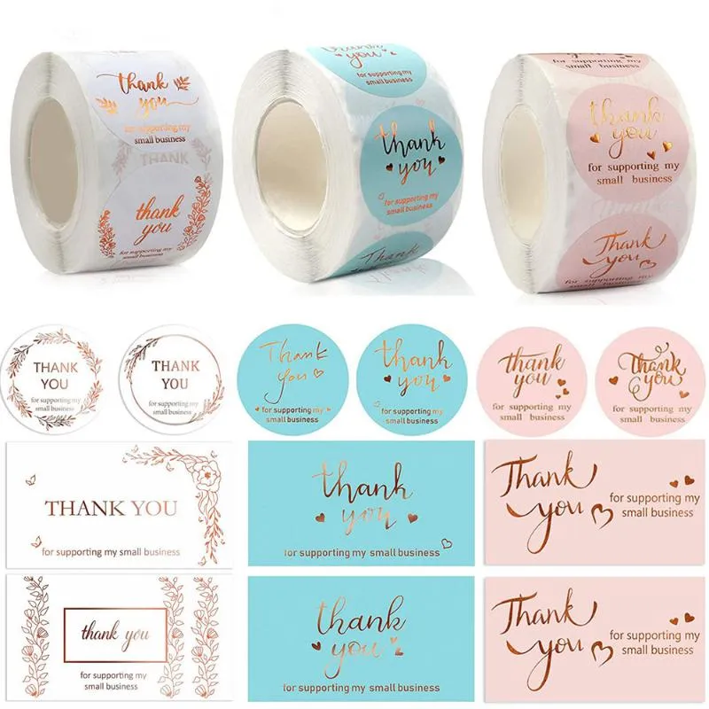 Greeting Cards 120/500PCS Thank You Stickers Thanks Candy Bags Paper Seal Label Party Favor For Supporting My Small Business