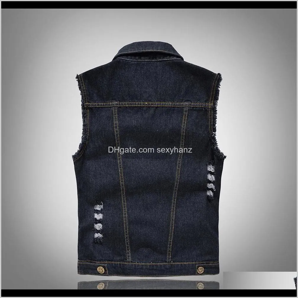 denim vest mens sleeveless jackets fashion washed jeans waistcoat for mens tank top  male ripped jacket plus size 6xl