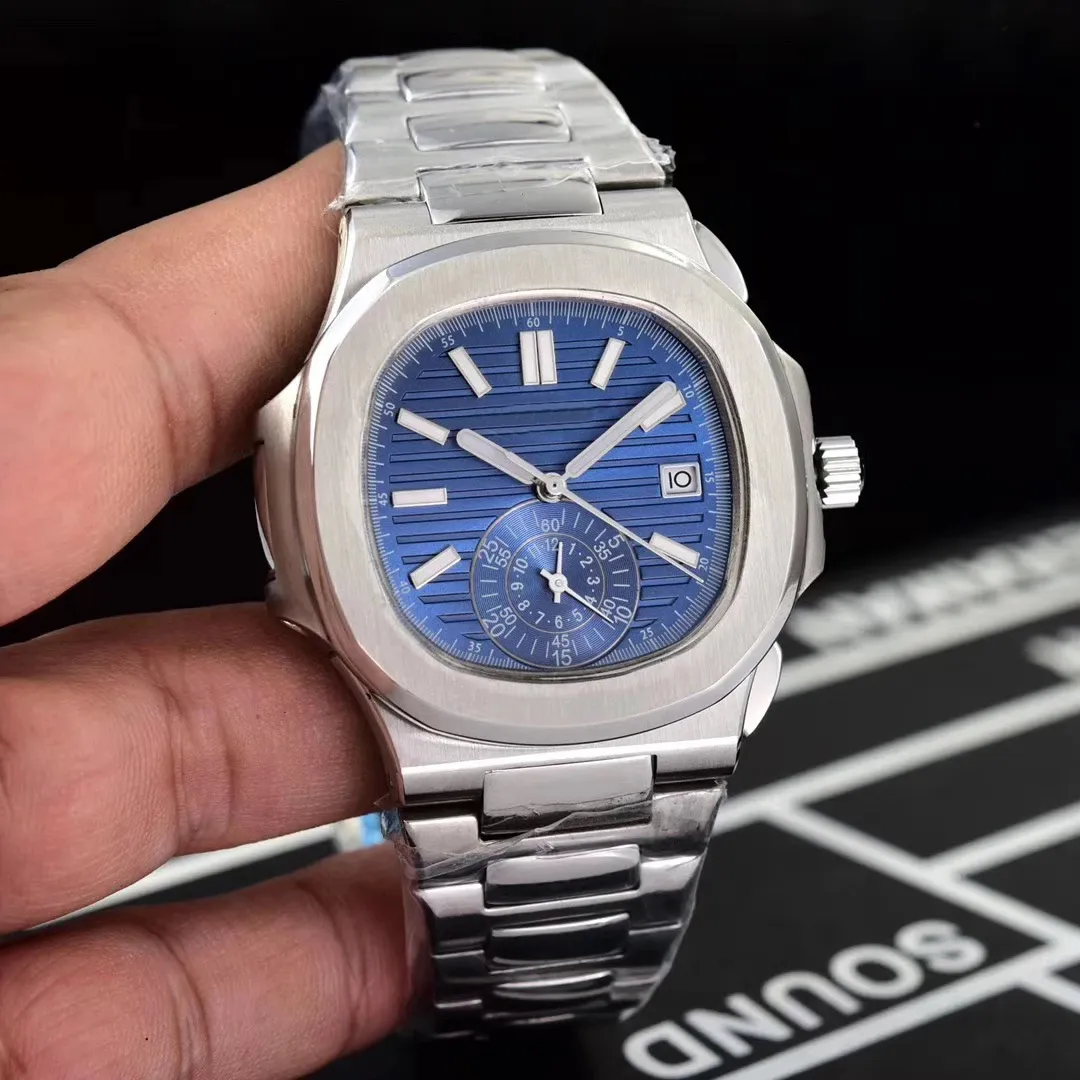 Nieuwe automatische mechanische herenhorloge saffierglas achterkant meerdere tijdzones transparant zilvergrijs horloges zwart blauw