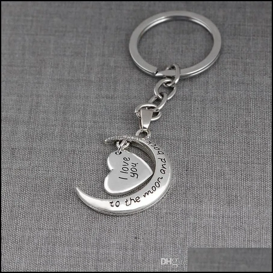 FAHMI 2019letter key ring Heart Keychain I Love you to the Moon and Back Bag Hangs Fashion Jewelry