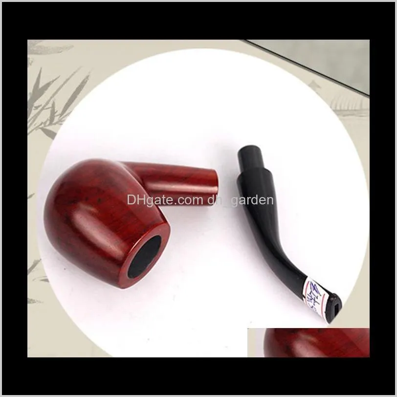 classic tobacco pipe fine and durable sandalwood dark wooden pipe smoking pipe portable easy to clean vt0180