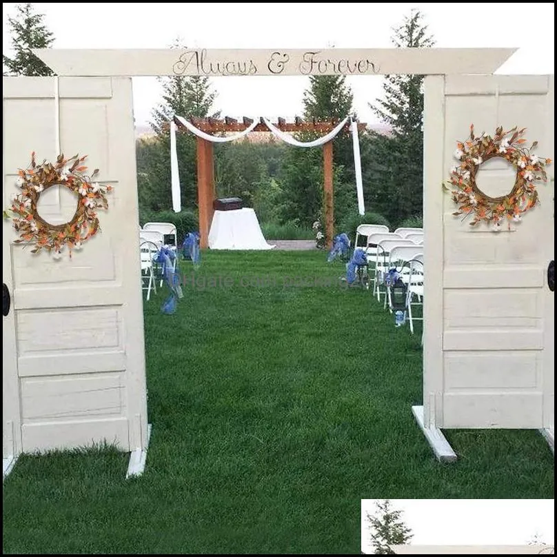 Fall Decorations, Autumn Simulation Wreath 50cm/20inch Garland Rattan Artificial Door For Halloween Home Decor Decorative Flowers &
