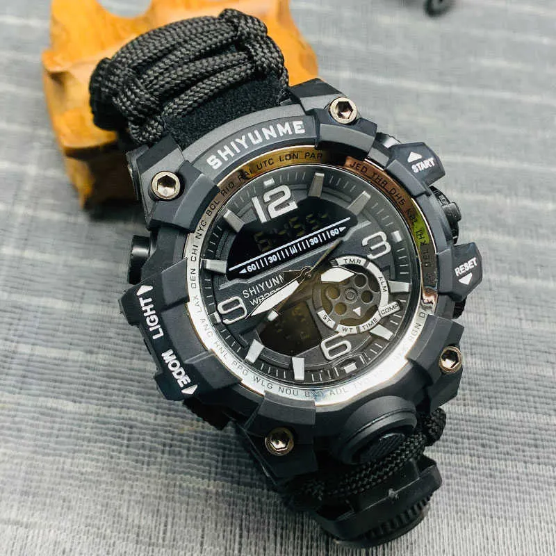 Shiyunme militaire riem kompas waterdicht mannen G-type sport digitale klok outdoor sport horloge kompas thermometer G1022