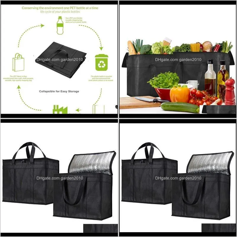 home insulated reusable grocery bags, sturdy zipper, foldable, washable, heavy duty, stands upright, completely reinforced botto