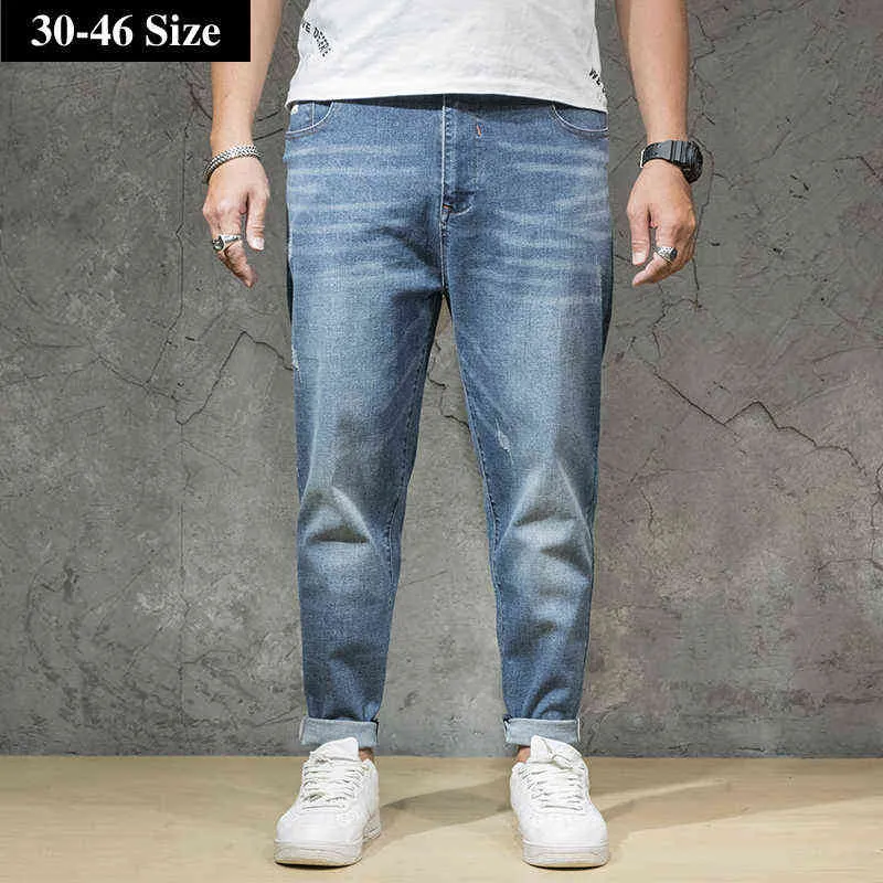 46 44 42 Mäns lösa överdimensionerade svarta jeans mode streetwear casual harem byxor 2021 höst nya denim byxor märke kläder g0104