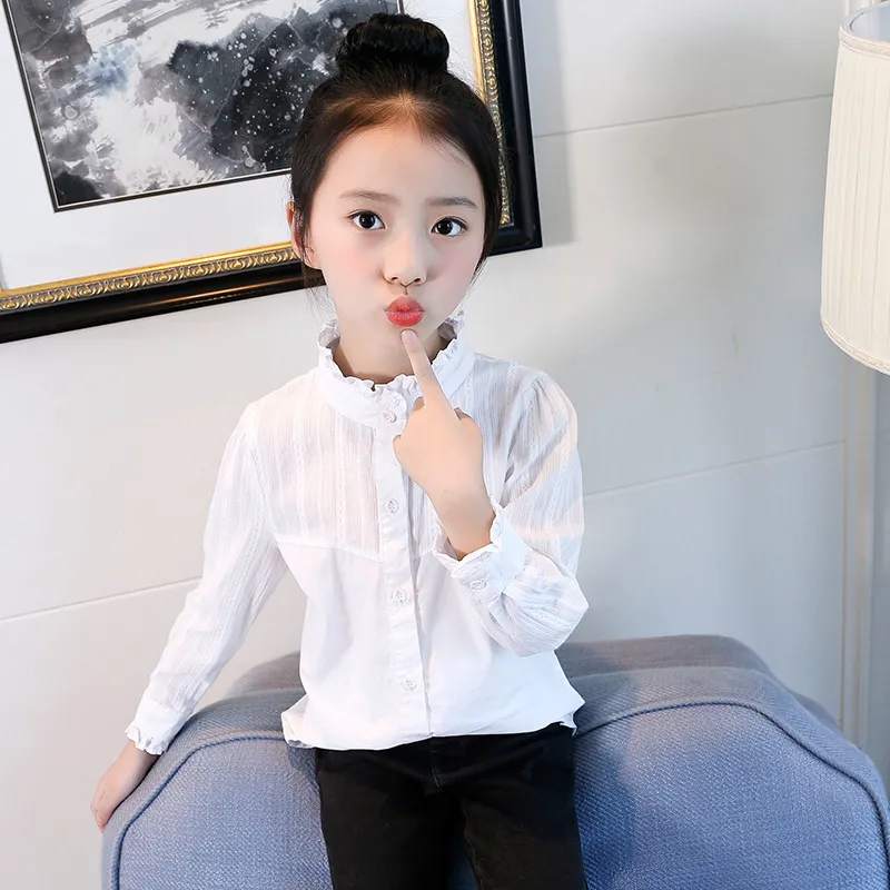 Printemps et automne filles style occidental chemise cousue collège enfants chemise décontractée enfants style coréen top mode