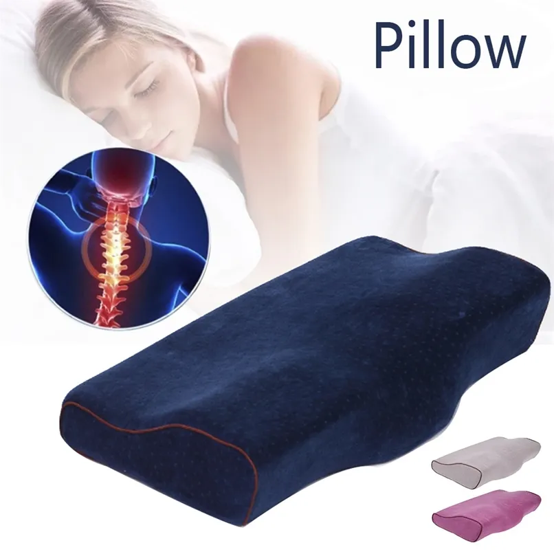 Ortopedisk minne kudde för nacksmärta Nackskydd Slow Rebound Memory Foam Pillow Health Care Cervical Neck Pillow Cover 211101