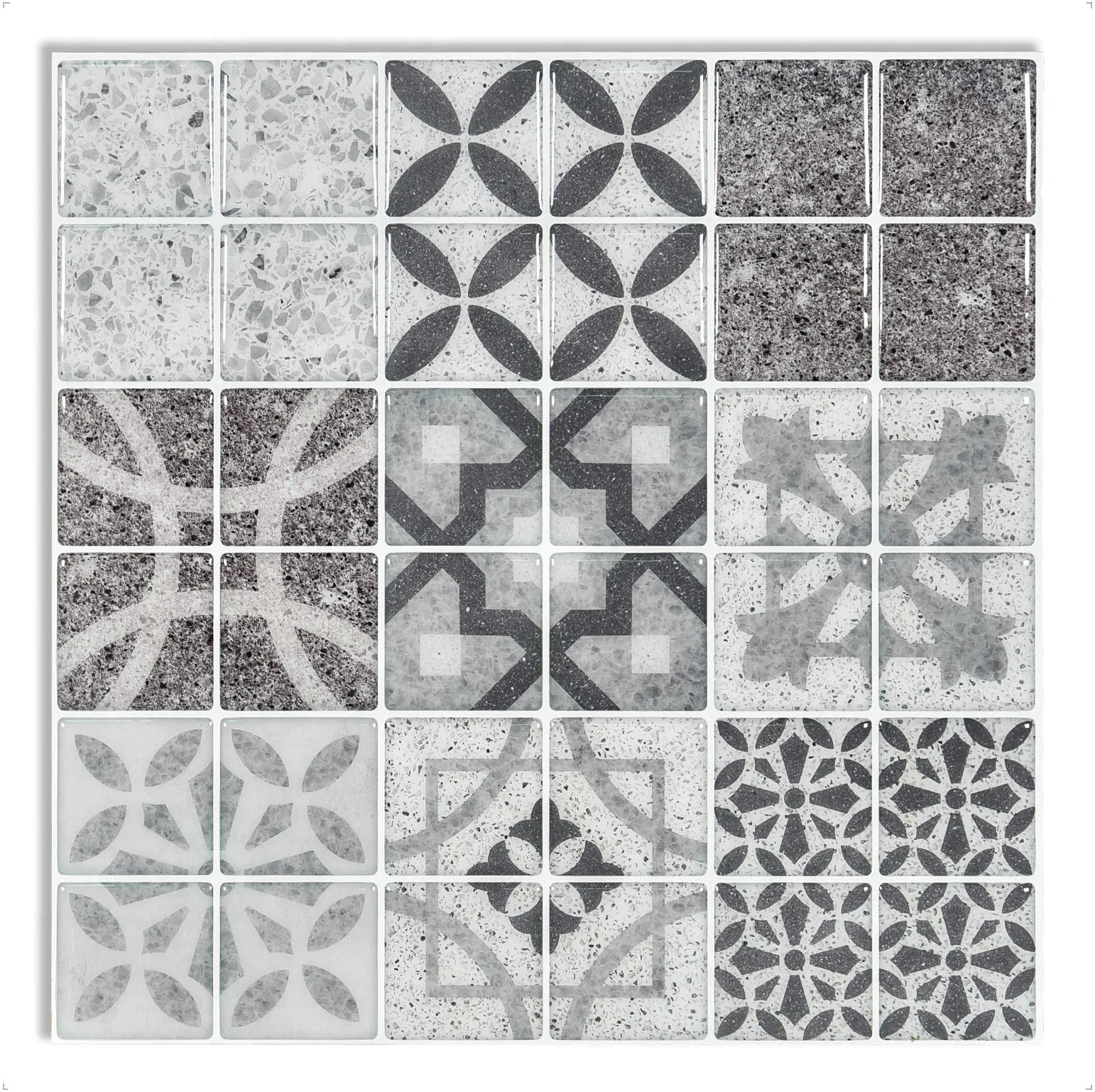 Art3d 30x30cm Stickers muraux 3D auto-adhésifs imperméables gris Talavera mexicain carreaux de dosseret à décoller et à coller pour cuisine salle de bain, papiers peints (10 feuilles)