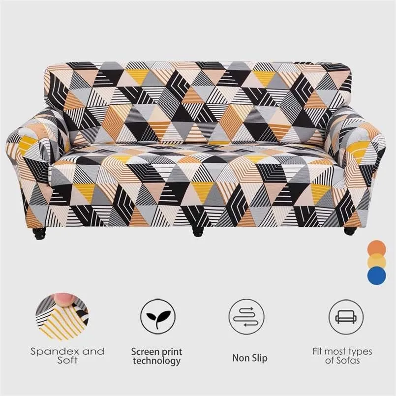 Housse de canapé élastique imprimée pour canapé d'angle en forme de L salon housse de chaise 211116