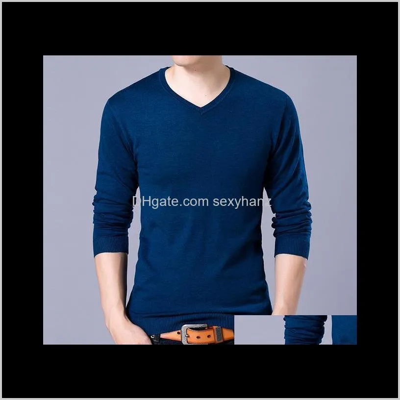 2021 autumn winter fashion men sweater solid v-neck mens knitted sweaters thin tops cashmere wool male sweaters and pullovers1