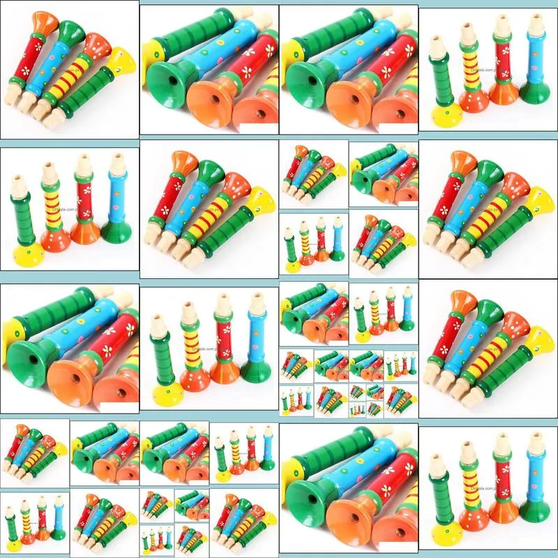 Toy Musical Instrument Multi-Color Baby kids Wooden Horn Hooter Trumpet Instruments Music Toys Learning & Education