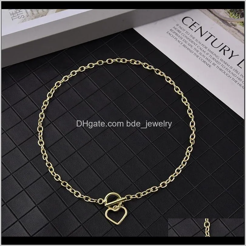 korean fashion punk silver color love heart shape pendant choker metal chain necklace for women retro ins street hip hop jewelry