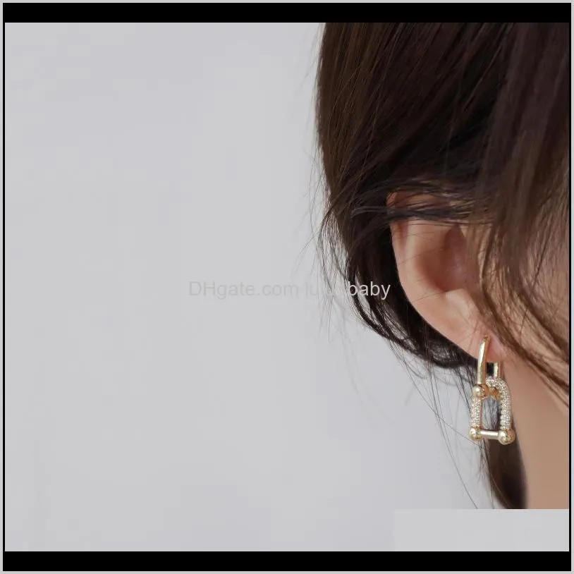 shiny side new accessories crystal geometric stud earrings for women fashion jewelry simple style zirconia earrings