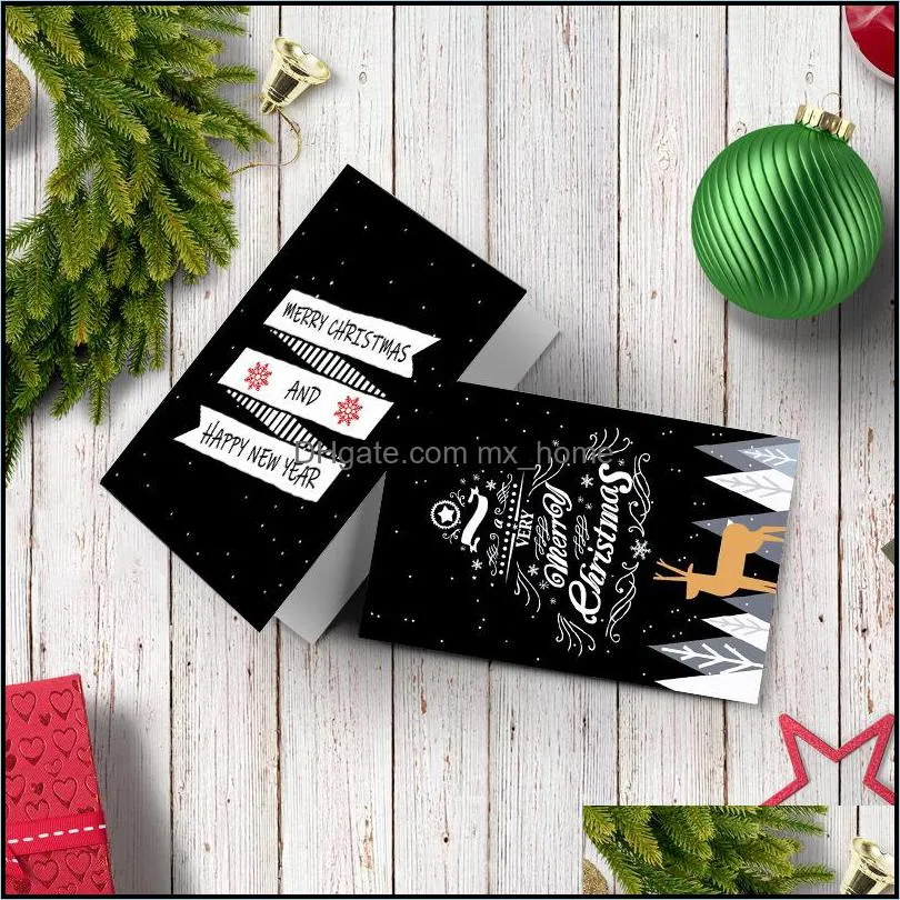 Evento Festive Home Garden 6Pcs Biglietto d'invito Black Merry Biglietti d'auguri Cartolina regalo di Natale Forniture per feste di Natale Personalizzabile Dbc Dro