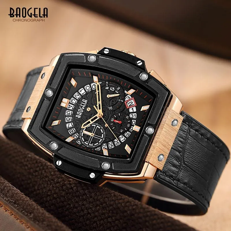 DHgate.com:Mens Leather Chronograph Watch, Waterproof Quartz