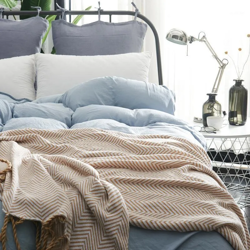 Blankets Nordic Cotton Knitted Tassel Blanket Home Matching Gift