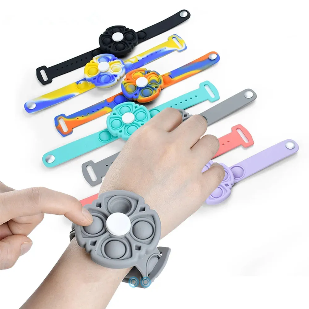 Ny Push Bubble Armband Enkel Dimple Fidget IT Spinner Leksaker Silikon Armband Hand Fidget Sensory Unzip Armband Antistress Wholesale