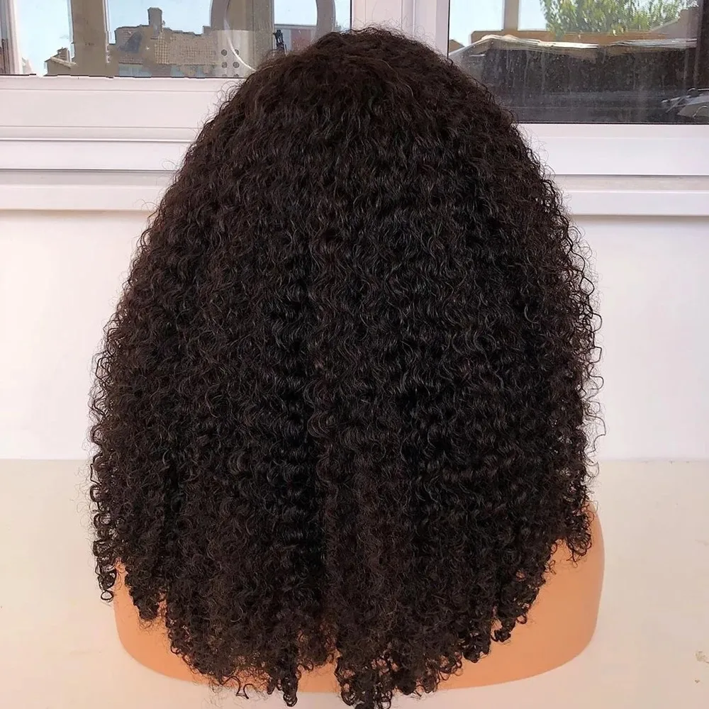 360 Lace Frontal Wig Natural Black Color Kinky Curly Short Bob Simulaiton Human Hair Wigs For Women Synthetic