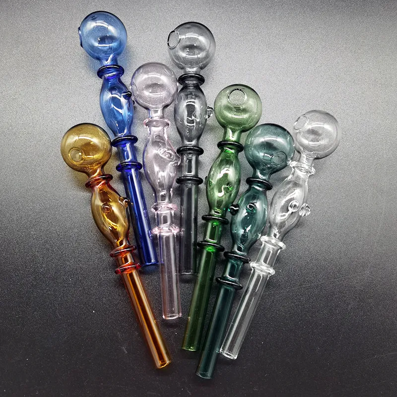 Kalın Pyrex Cam Bong Yağ Burun Borusu Renkli El Sigara Boruları Yaklaşık 140mm Helical Tüp Borosilate Yay Tüpleri DAB Rig Çapı Top dengeleyici su bongları