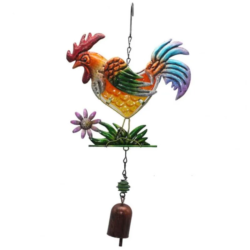 Objets décoratifs Figurines carillons éoliens suspendus pendentif en verre forme de coq exquise métal carillons durables cloche jardin décoration de la maison
