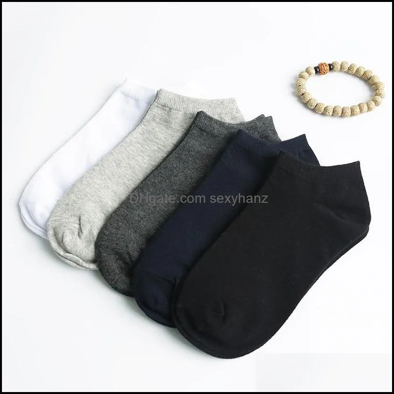 Men`s Socks 5 Pairs 1 Lot Cotton Set Solid Color Short Pack Men Business Casual Thin White Black Calcetines Hombre