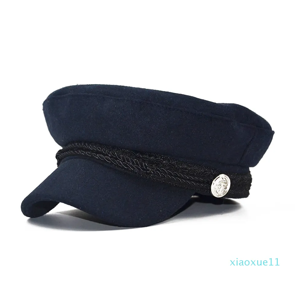 Luxe- 2021 mode laine chapeau ombre militaire octogonal chapeau automne et hiver rétro patchwork béret femme style anglais