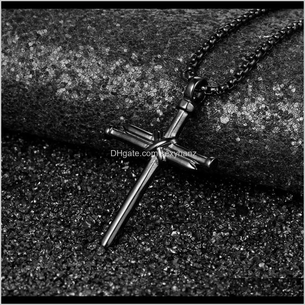 european and american titanium steel cross necklace classic simple versatile stainless steel nail pendant