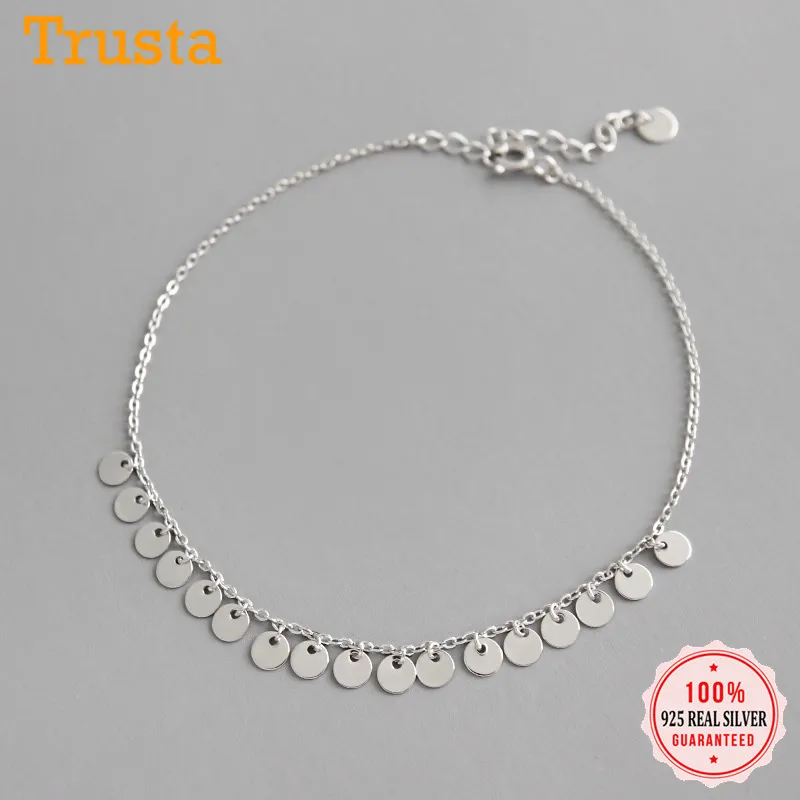 Trustdavis Fashion Genuine 925 Sterling Silver Sweet Wafer Nappa Catena 20 cm Cavigliere Per Le Donne Best Friend Gioielli Regalo DS2317