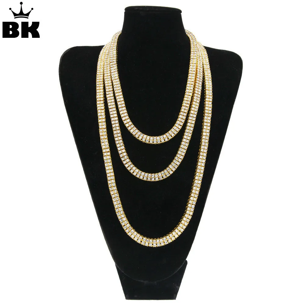 2 Row 8mm Tennis Nechlace Iced Out Rhinestone Hip Hop Mens Bling Gold Silver Färg Svart Tennis Halsband 20inch 24inch 30inch x0509