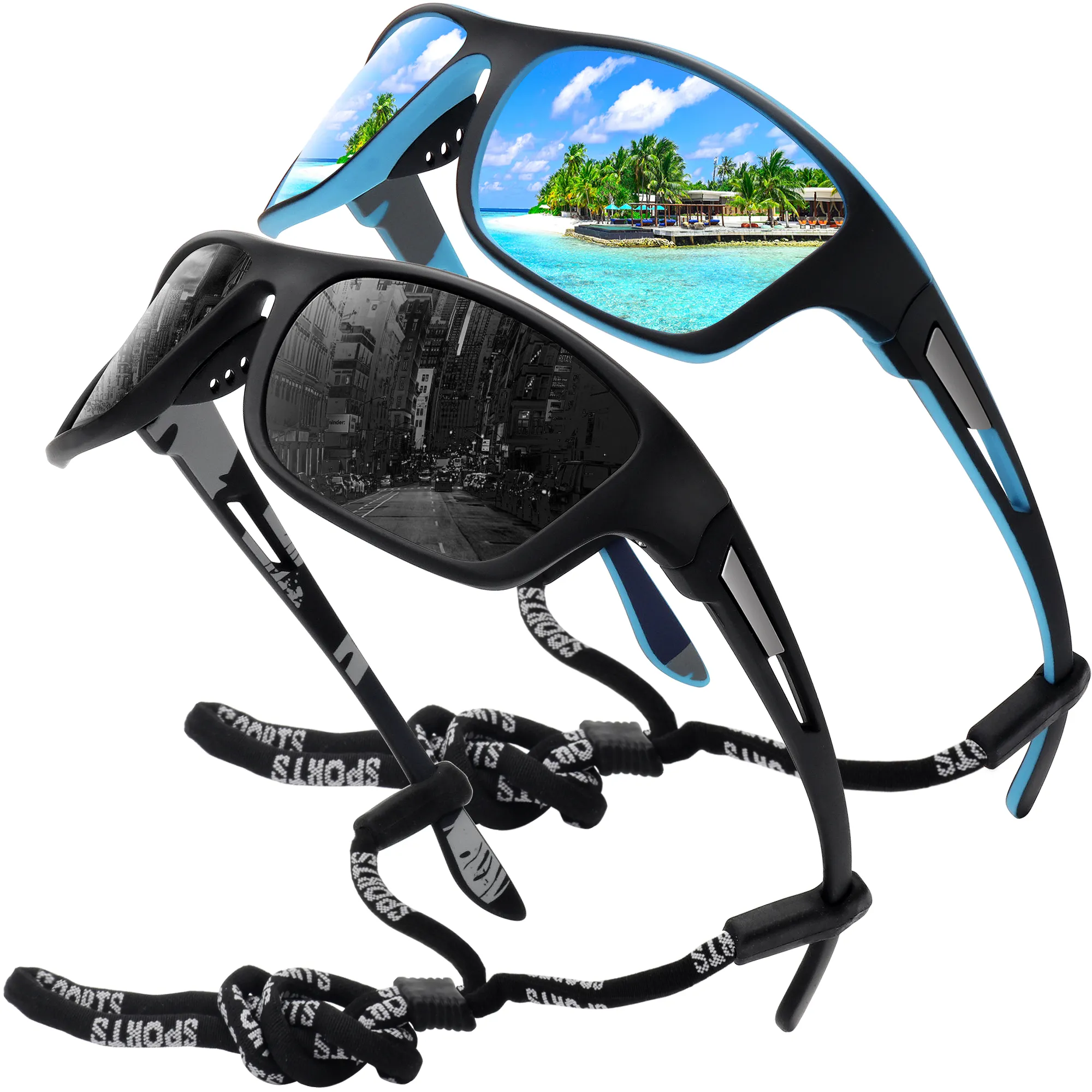 Венгенные поляризованные спортивные солнцезащитные очки для мужчин Рыболовные велосипедные бейсбол бегущий и вождение UV400 защита