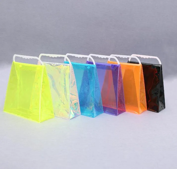 Sac de courses Laser en PVC, sac à main en plastique Transparent, sac d'emballage coloré, sacs à main à bandoulière à la mode, sacs de rangement d'outils, 2021