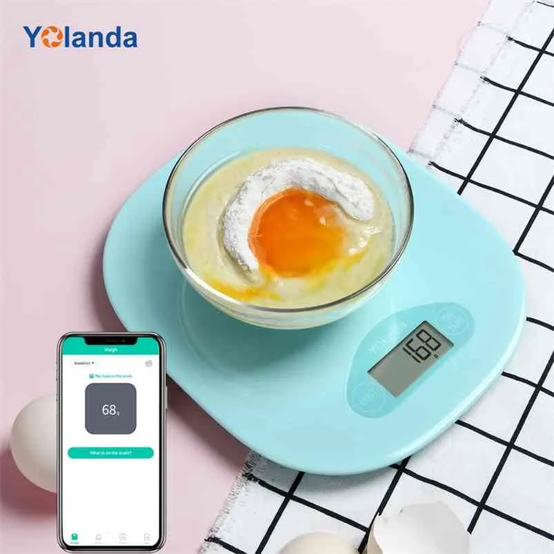 Yolanda Smart Kitchen Weight Scale Food Weighing urement 5kg Nutrition Bluetooth APP Record Diary Tracking 210728