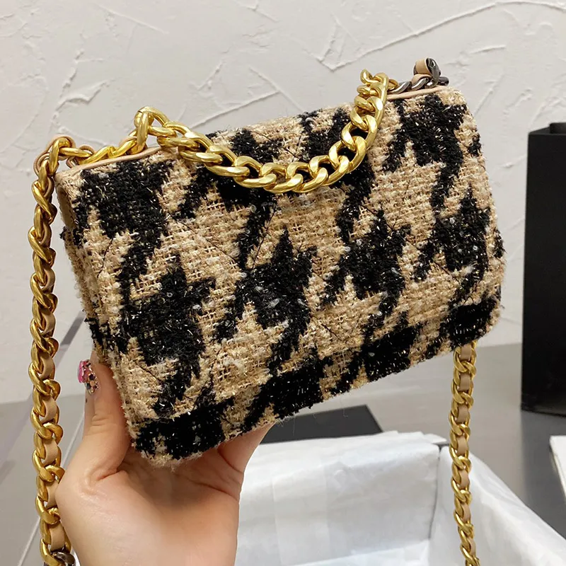 Designer Women Tweed Crossbody Shoulder Bag 21ss Summer Paris Vintage Fashion Woc Handbags Woman Woolen Houndstooth Handbag With Coin Purse Luxurys Designers Bags