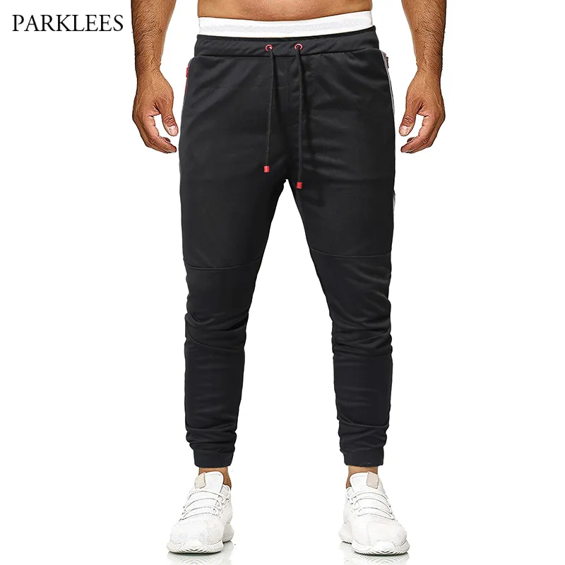 Splice Zipper Kontrast Kolor Belki Spodnie dresowe Męska Moda Casual Streetwear Spodnie Męskie Bawełniane Joggers Spodnie 210524