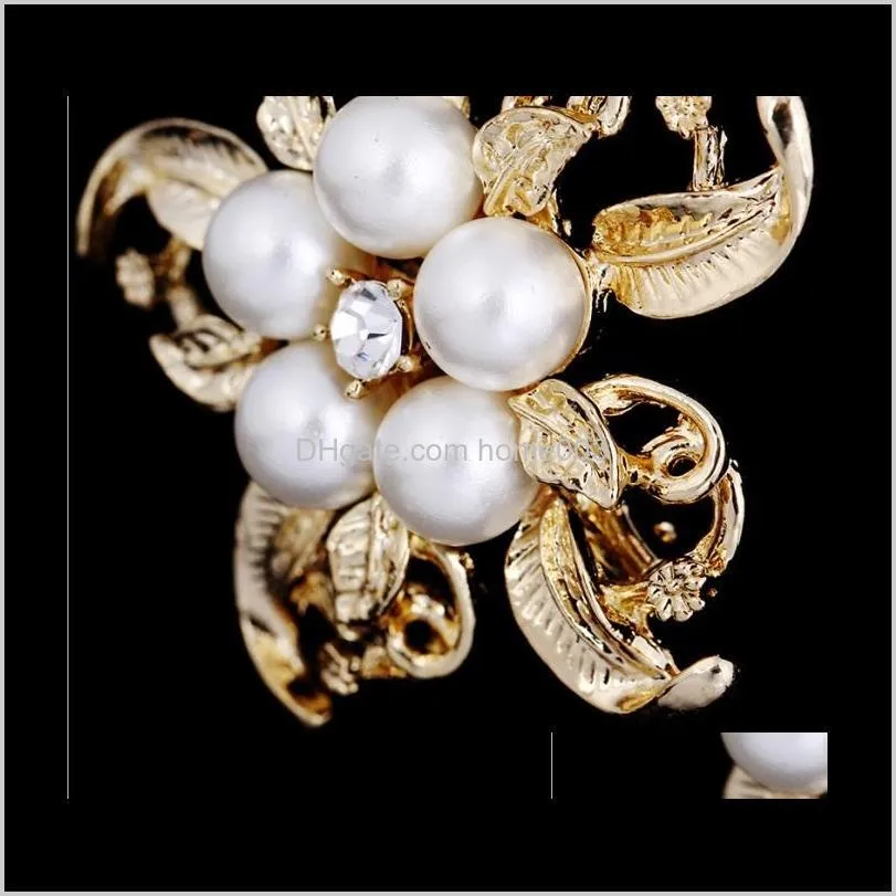 silver/ golden tone clear rhinestone crystal brooch flower girls` corsage fashion pearl brooch wedding bridal bouquet pins brooches