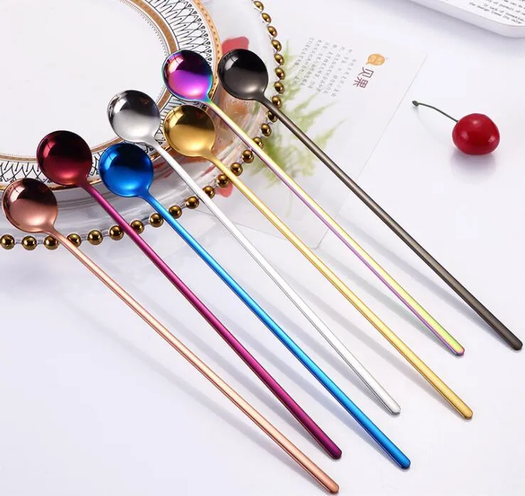 Forchette Acciaio Inox Posate Bar AOOSY Cucchiai Da Latte In Acciaio Inox - Set Di 8 22 7cm Per Gelato Cocktail Caff G 953647 Cucchiaini Lunghi