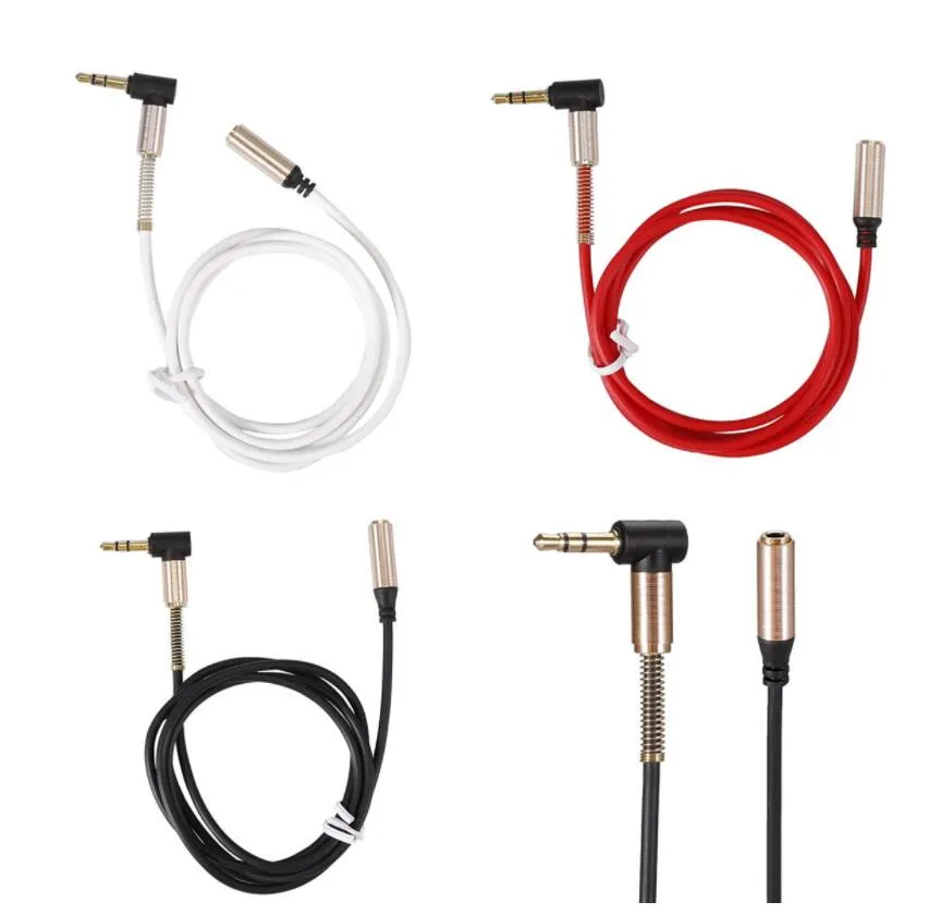 90 Degree 3.5mm Audio Extension Cables Jack Retractable Car Cord Male to Female AUX Cable HIFI Stereo