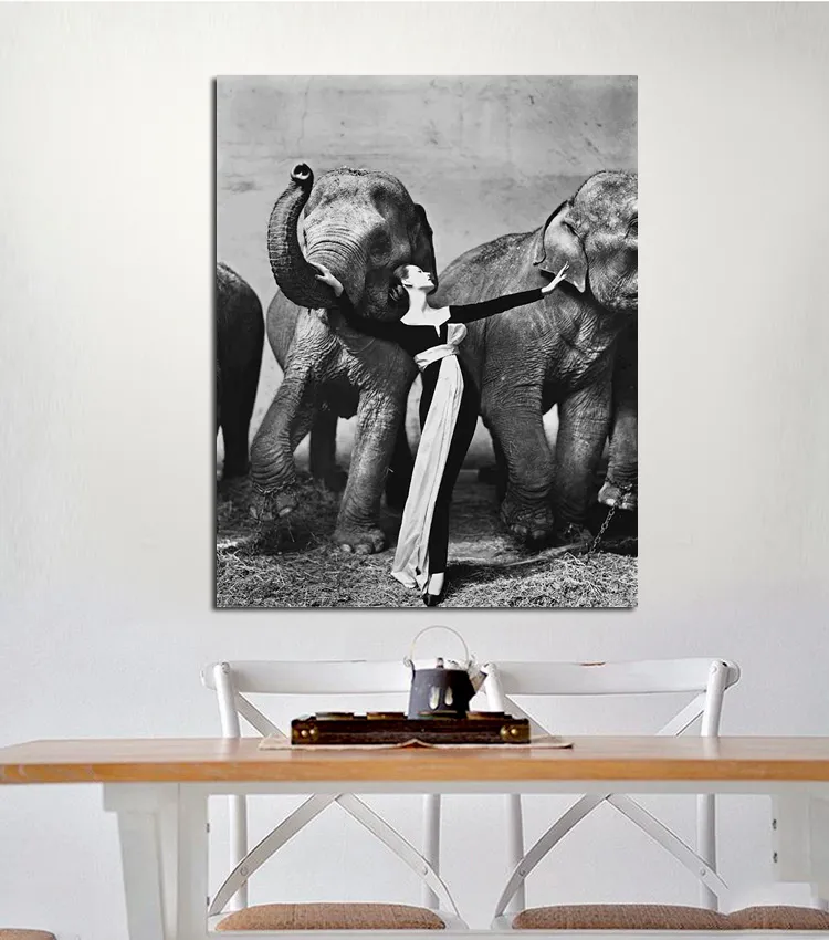 Dovima With Elephants Evening Dress Art Print Richard Avedon