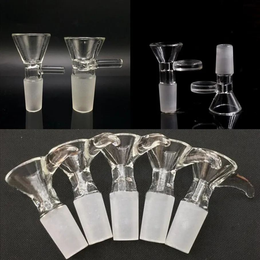 14mm 18mm Male Glass Bowl Pieces Hookah 3 Types of Funnel Joint Downstem Smoking Accessories Handle Pipe Bong Oil Dab Rigs